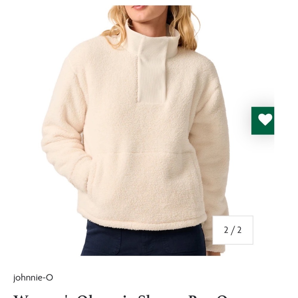 Johnnie-O Olympia Sherpa Fleece Pullover Cream Snap Neck Women‎ XL New $158 Msrp - Picture 2 of 10